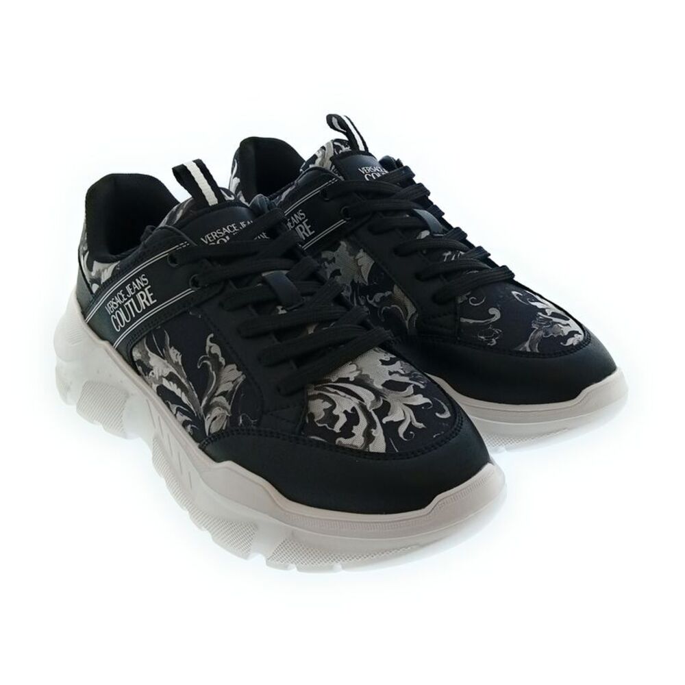 Versace Jeans Couture Black/Grey Mens Baroque Fashion Sneakers-